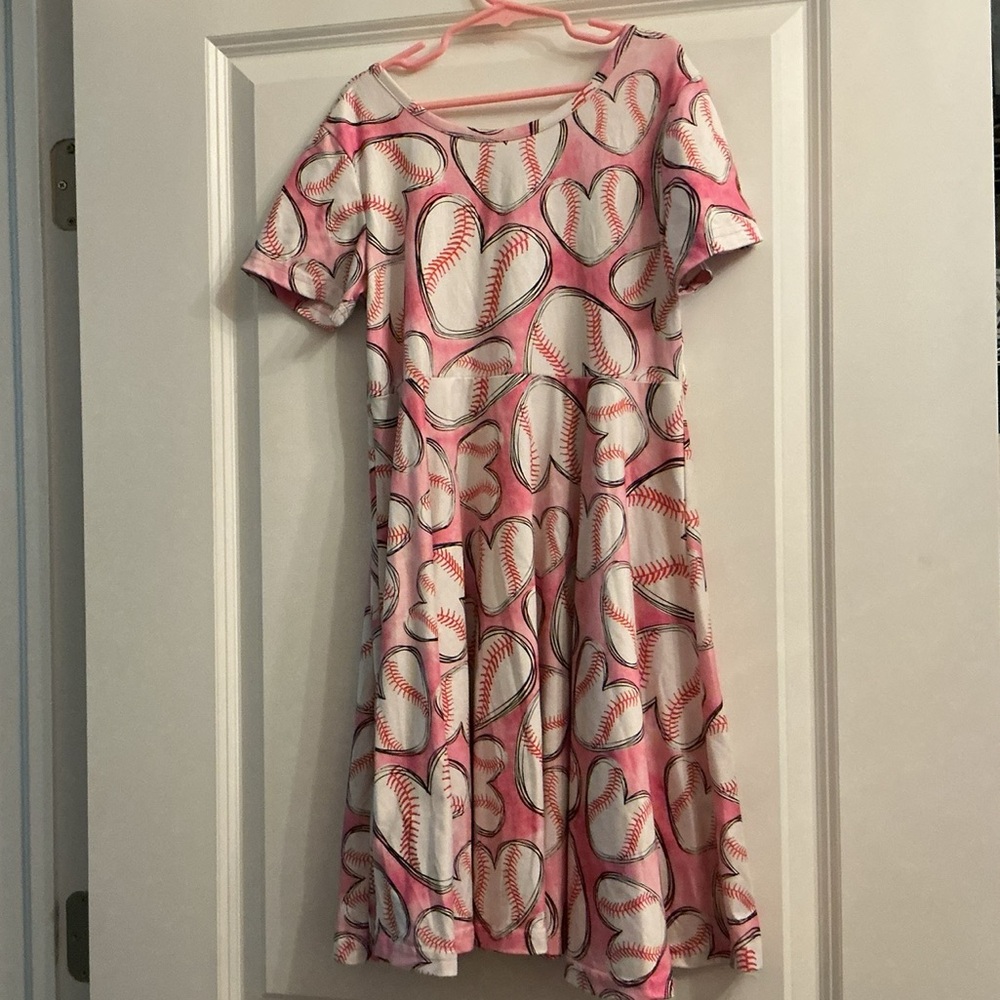 Pink Heart Pattern Kids Dress - Picture 3 of 3
